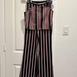 Flying Tomato Black and Pink Striped Jumpsuit